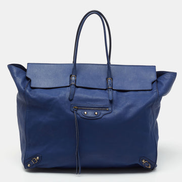 Balenciaga Dark Blue Leather Papier A4 Tote