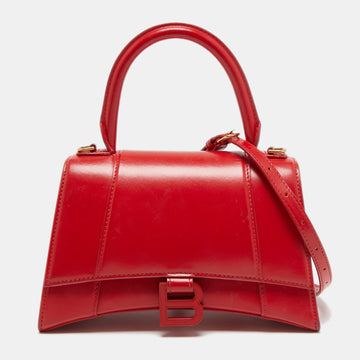 Balenciaga Red Leather Hourglass Top Handle Bag