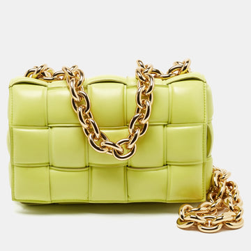 Bottega Veneta Light Green Padded Leather Chain Cassette Shoulder Bag