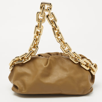 Bottega Veneta Tan Leather Chain Pouch Clutch