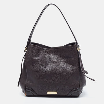 Burberry Dark Brown Leather Small Canterbury Tote