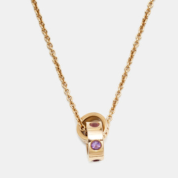 Bvlgari Roman Sorbets Amethyst Pink Tourmaline 18K Rose Gold Pendant Necklace