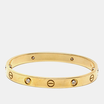 Cartier Love 4 Diamonds 18k Yellow Gold Bracelet 16