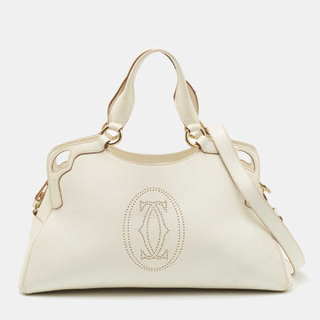 Cartier White Leather Medium Marcello de Cartier Bag