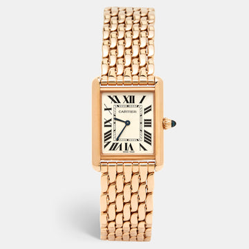 Cartier Silver 18k Rose Gold Tank Louis WGTA0024 Women's Wristwatch 21 mm