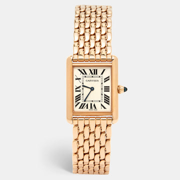 Tank Louis Cartier Large on Rose Gold Bracelet with White Dial WGTA0024