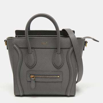 Celine Grey Leather Nano Luggage Tote