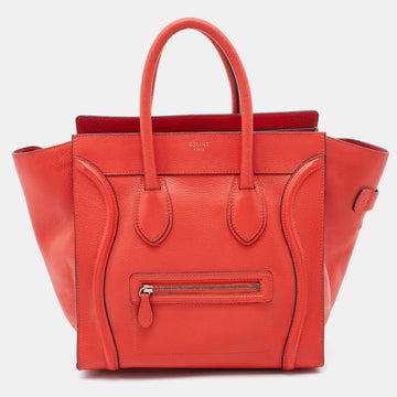 Celine Orange Leather Mini Luggage Tote