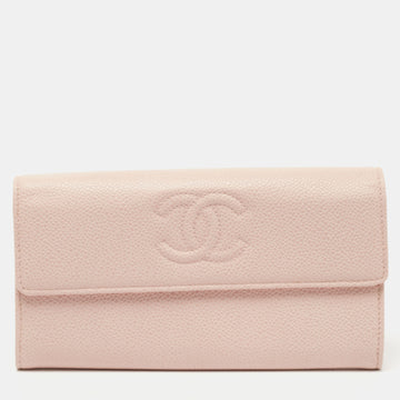 Chanel Pink Caviar Leather CC Flap Wallet