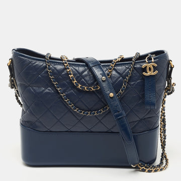 Chanel Blue Quilted Leather Large Gabrielle Hobo