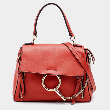 Chloe Rust Red Leather Medium Faye Day Top Handle Bag