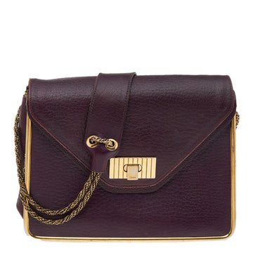 Chloe Purple Leather Sally Medium Shoulder Bag