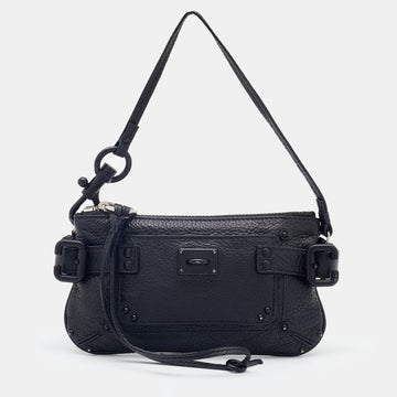 Chloe Black Leather Paddington Clutch