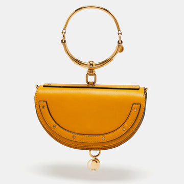 Chloe Mustard Yellow Leather Nile Bracelet Minaudière Crossbody Bag