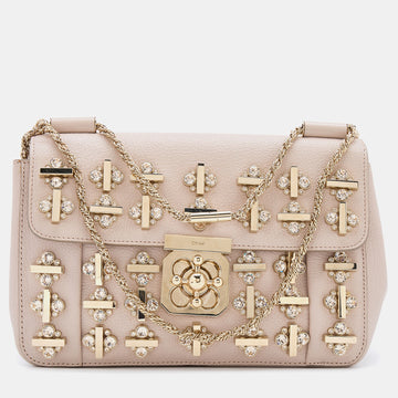 Chloe Baby Pink Leather Crystal Embellished Elsie Shoulder Bag