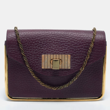 Chloe Purple Leather Small Sally Shoulder Bag