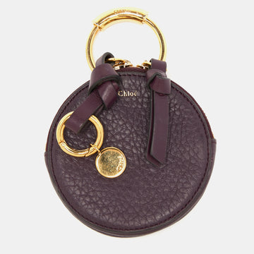 Chloe Purple Leather Mini Alphabet Round Coin Purse