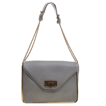 Chloe Grey Pebbled Leather Medium Sally Flap Shoulder Bag