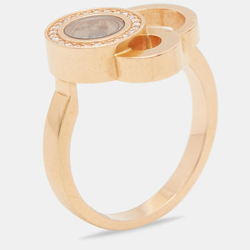 Chopard Happy Bubble Diamond 18k Rose Gold Ring Size 54