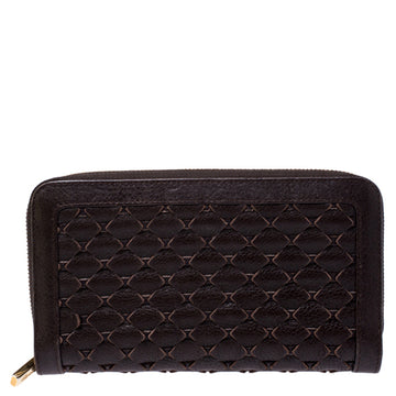 Chopard Brown Woven Leather Zip Around Continental Wallet