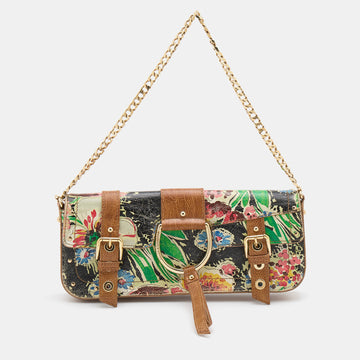 Dolce & Gabbana Multicolor Printed Leather Flap Baguette