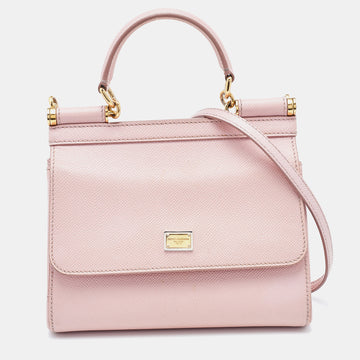 Dolce & Gabbana Pink Leather Small Miss Sicily Top Handle Bag