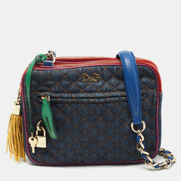 Dolce & Gabbana Multicolor Denim and Leather Lilly Glam Shoulder Bag
