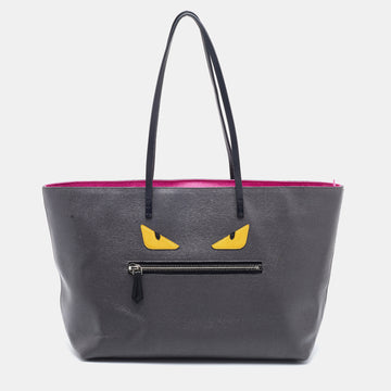 Fendi Grey/Fuchsia Leather Monster Roll Tote