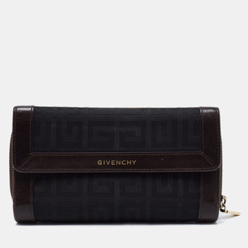 Givenchy Black/Brown Signature Canvas and Leather Continental Wallet