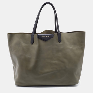 Givenchy Olive Green Leather Large Antigona Shopper Tote