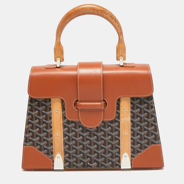 Goyard Brown Goyardine Coated Canvas and Leather Saigon MM Top Handle Bag