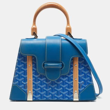 Goyard Blue Goyardine Coated Canvas and Leather Saigon PM Top Handle Bag