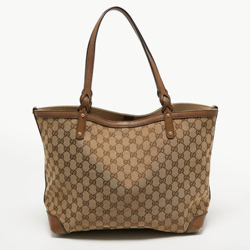 Gucci Beige/Brown GG Canvas and Leather Craft Tote