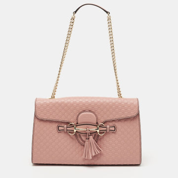 Gucci Pink Microguccissima Leather Medium Emily Shoulder Bag