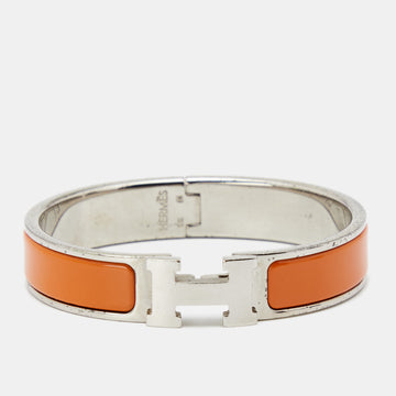 Hermes Clic H Orange Enamel Palladium Plated Bracelet