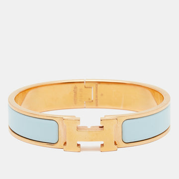 Hermes Clic H Enamel Gold Plated Narrow Bracelet