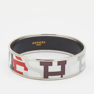 Hermès Palladium Plated Capitales Enamel Wide Bracelet