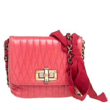 Lanvin Red Quilted Leather Small Pop Crossbody Bag