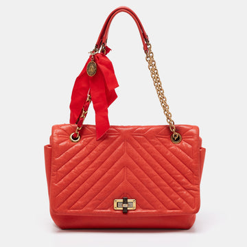 Lanvin Red Quilted Leather Happy Shoulder Bag