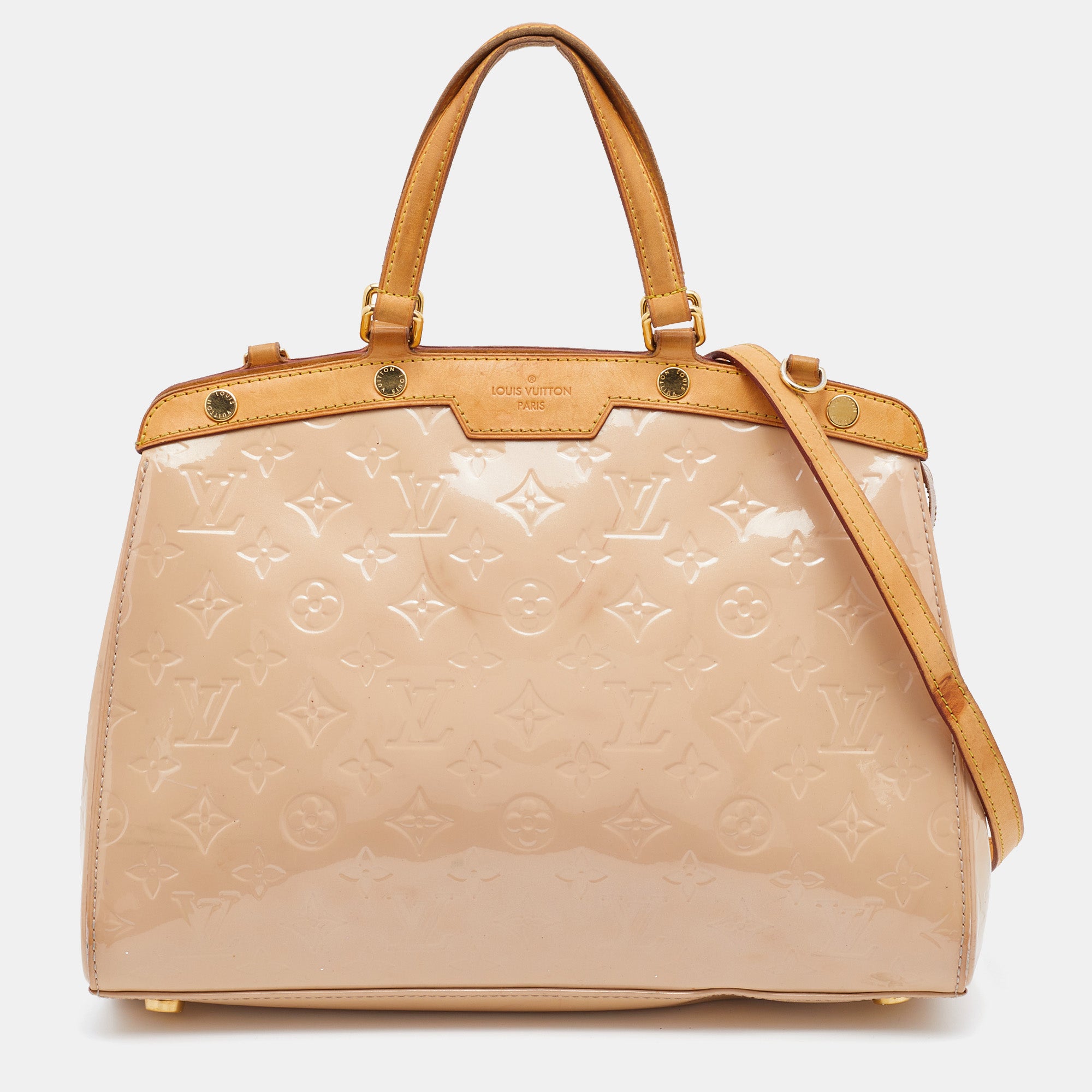 Louis Vuitton Beige Poudre Monogram Vernis Brea Mm Handbag