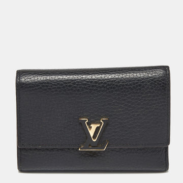 Louis Vuitton Black Leather Capucines Compact Wallet