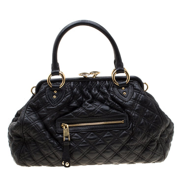 Marc Jacobs Black Quilted Leather Stam Shoulder Bag