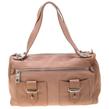 Marc Jacobs Peach Leather Double Buckle Pocket Boston Bag