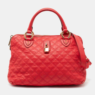 Marc Jacobs Coral Red Quilted Leather Rio Satchel