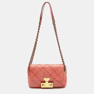Marc Jacobs Peach Quilted Leather Flap Crossbody Bag