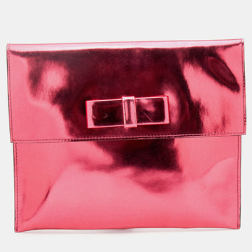 Marni Metallic Pink Patent Leather Bow Clutch