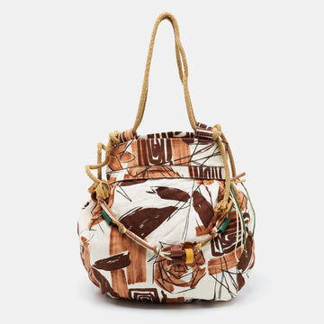 Marni Multicolor Print Fabric Rope Hobo