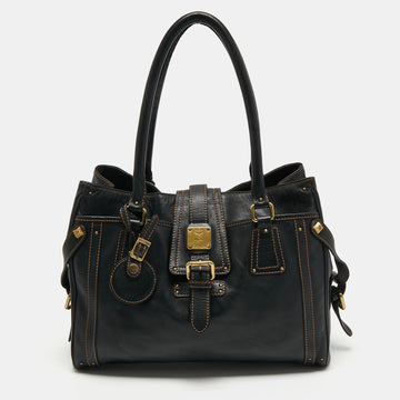 MCM Black Leather Satchel