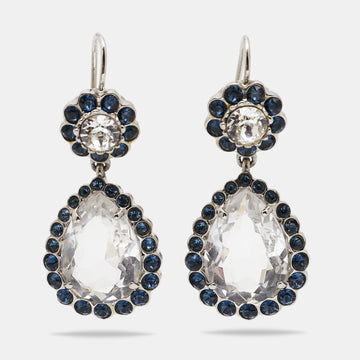 Miu Miu Crystals Silver Tone Drop Earrings