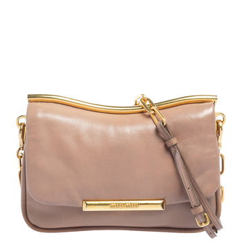 Miu Miu Beige Leather Frame Chin Shoulder Bag